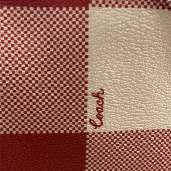 Coach Red and Cream Checkered Backpack - Picture 3 of 8